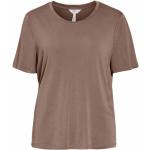 Braune Langärmelige Object T-Shirts für Damen für den für den Sommer 