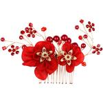 Rote Blumenmuster Elegante Damenhaarkämme aus Kristall für die Braut 