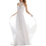 Weiße Ärmellose Maxi Brautkleider A-Linie aus Tüll für Damen Größe S für die Braut 