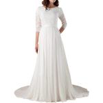 Brautkleider Hochzeitskleider A-Linie Damen Elegant Vintage Brautkleid Brautmode Langarm Standesamt Elfenbein 34