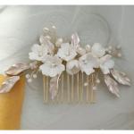 Reduzierte Rosa Haarkämme Hochzeit aus Rosegold handgemacht für Damen für die Braut 