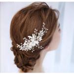 Reduzierte Silberne Haarkämme Hochzeit aus Silber mit Strass handgemacht für Damen 1-teilig für die Braut 