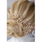 Reduzierte Goldene Haarkämme Hochzeit handgemacht für Damen 1-teilig 