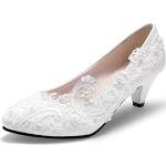 Elfenbeinfarbene High Heels & Stiletto-Pumps in Breitweite aus Leder für Damen Größe 36 für die Braut 