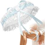 Hellblaue Vintage Damenstrumpfbänder aus Spitze Einheitsgröße für die Braut 