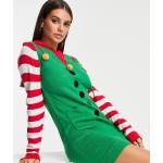 Reduzierte Grüne Langärmelige Winterkleider mit Kapuze für Damen Größe M zu Weihnachten 