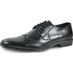 Schwarze Business Hochzeitsschuhe & Oxford Schuhe mit Schnürsenkel in Breitweite aus Kunstleder für Herren Übergrößen 