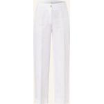 Weiße Brax Maine Bundfaltenhosen mit Reißverschluss aus Leinen für Damen Größe S 
