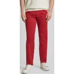 Rote Unifarbene Brax Cadiz 5-Pocket Hosen mit Reißverschluss aus Baumwolle für Herren Weite 33, Länge 30 