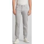 Silberne Unifarbene Brax Cadiz 5-Pocket Hosen mit Reißverschluss aus Baumwolle für Herren Weite 33, Länge 30 
