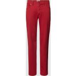 Rote Unifarbene Brax Cadiz 5-Pocket Hosen mit Reißverschluss aus Baumwolle für Herren Weite 33, Länge 32 