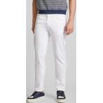 Weiße Unifarbene Brax Cadiz 5-Pocket Hosen mit Reißverschluss aus Baumwolle für Herren Weite 33, Länge 32 