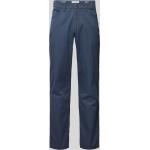 Marineblaue Unifarbene Brax Cadiz Herrenhosen mit Reißverschluss aus Baumwollmischung Größe XXL Weite 34, Länge 30 