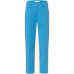Himmelblaue Brax Mara Stoffhosen mit Reißverschluss aus Baumwolle für Damen Größe XS 
