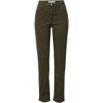 Reduzierte Dunkelgrüne Unifarbene Brax Carola Jeans mit Stickerei mit Reißverschluss aus Denim für Damen Größe XXL Weite 25 