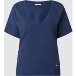 Blaue Brax V-Ausschnitt T-Shirts aus Baumwolle für Damen Größe L 