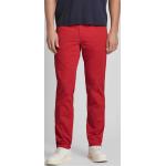 Rote Unifarbene Brax Cadiz 5-Pocket Hosen mit Reißverschluss aus Baumwollmischung für Herren Größe XXL Weite 34, Länge 30 