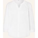 Weiße 3/4-ärmelige Brax Velia V-Ausschnitt Festliche Blusen aus Baumwolle für Damen Größe S 