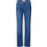 Blaue Brax Carola Straight Leg Jeans mit Reißverschluss aus Baumwollmischung für Damen 
