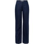 Marineblaue Loose Fit Brax Farina Stretch-Jeans aus Leinen für Damen 