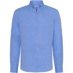 Blaue Casual Langärmelige Brax Dirk Button Down Kragen Herrenlangarmhemden aus Leinen Größe XL für den für den Sommer 