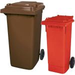 Rote Mülltonnenboxen bis 100l aus HDPE 