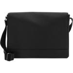 Schwarze Messenger Bags & Kuriertaschen mit Reißverschluss aus Leder mit Laptopfach für Herren 