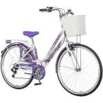 breluxx Cityrad »28 Zoll Damenfahrrad Venera Fashion Lavendel Citybike mit Korb + Licht«, 6 Gang Shimano Tourney Schaltwerk, Kettenschaltung, braun