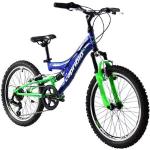 breluxx Mountainbike »20 Zoll Kinder Mountainbike Fullsuspension CTX200 blau grün, inkl. Schutzbleche«, 6 Gang Shimano Tourney Schaltwerk