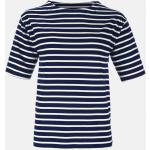 Blaue Kurzärmelige modAS U-Boot-Ausschnitt T-Shirts aus Baumwolle für Damen 
