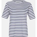 Weiße Gestreifte Kurzärmelige modAS U-Boot-Ausschnitt T-Shirts aus Baumwolle für Damen 