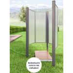 Silbernen Gartendusche-Sichtschutz matt aus Plexiglas mit Bodenplatte 