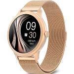 Goldene Smartwatches mit Anruf-Funktion mit Bluetooth mit Roségold-Armband für Damen 