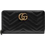 Schwarze Gucci Marmont Damenbrieftaschen mit Reißverschluss 