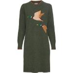 Olivgrüne Brigitte von Schönfels Midi Rundhals-Ausschnitt Midikleider & knielange Kleider aus Wolle Handwäsche für Damen Größe XL 