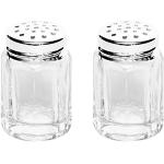 Brillibrum Design Mini Salzstreuer Kristallglas Streuer mit Feinsilber Ministreuer Handmade Streuer Set Salz & Pfefferstreuer (8-Eckig, 2 Streuer ohne Tablett)