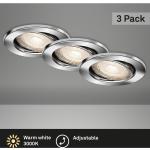 Silberne Moderne Briloner Runde LED Einbaustrahler aus Chrom schwenkbar GU10 3-teilig 