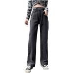 Anthrazitfarbene Y2K Ripped Jeans & Zerrissene Jeans aus Leinen für Damen Größe S für den für den Sommer 