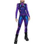 Briskorry Damen Halloween Kostüm 3D Roboter Digitaldruck Jumpsuit Slim Fit Langarm Einteilige mit Reißverschluss Frauen Jumpsuit für Rollenspielparty Ganzkörper Bodysuit