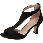 Schwarze Elegante Römersandalen & Gladiator Sandalen mit Reißverschluss für Damen Größe 37 für den für den Sommer 