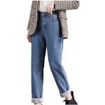 Dunkelblaue Ripped Jeans & Zerrissene Jeans mit Reißverschluss aus Frottee für Damen Größe S für den für den Winter 