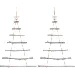 Weiße Shabby Chic 48 cm Britesta Runde LED-Weihnachtsbäume aus Holz zum Hängen 