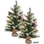 Britesta Tischchristbaum: 2er-Set Deko-Weihnachtsbäume mit 30 LEDs, Zapfen & Eibenbeeren, 60 cm (Weihnachtsbaum Batterie, Weihnachtsbaum beleuchtet, Weihnachtsbaumbeleuchtung kabellos)