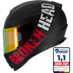 Broken Head BeProud Sport Rot Motorradhelm + Rot verspiegeltes Visier | Mirror Edition"L (59-60 cm)