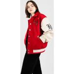 Reduzierte Rote Bestickte Streetwear Broken Promises Kunstlederjacken aus Baumwolle für Damen Größe L 