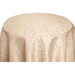 Beige Unifarbene Runde runde Tischdecken 160 cm mit Ornament-Motiv aus Polyester 