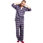 Reduzierte Blaue Karo BROOKS BROTHERS Pyjamas lang aus Flanell für Herren Größe L 