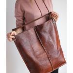 Braune Oversize Lederhandtaschen aus Rindsleder für Damen 