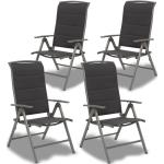BRUBAKER 4er Set Gartenstühle Milano - Hochlehner Stühle klappbar - 8-fach verstellbare Rückenlehnen - Klappstühle Aluminium - Wetterfest - Silbergrau