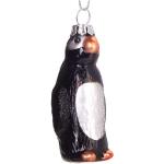 Schwarze Weihnachtsanhänger mit Pinguinmotiv glänzend aus Glas mundgeblasen 
